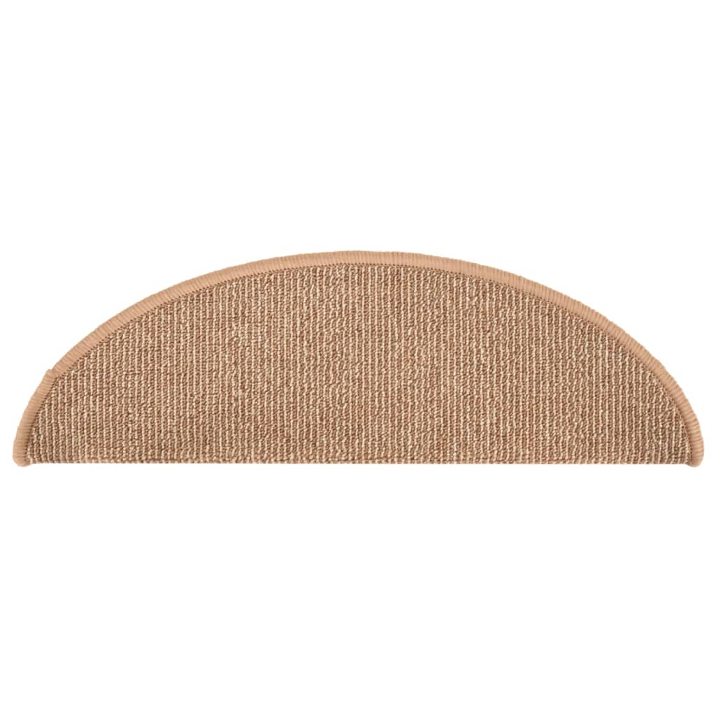 vidaXL Πατάκια Σκαλιών 15 τεμ. Ανοιχτό Καφέ Ημίστρογγυλά Μεγάλα 65x21x4 εκ.