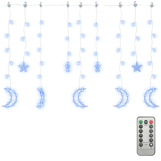 vidaXL Λαμπάκια σε Σχήμα Αστέρι & Φεγγάρι Μπλε Χειριστ. 138 LED