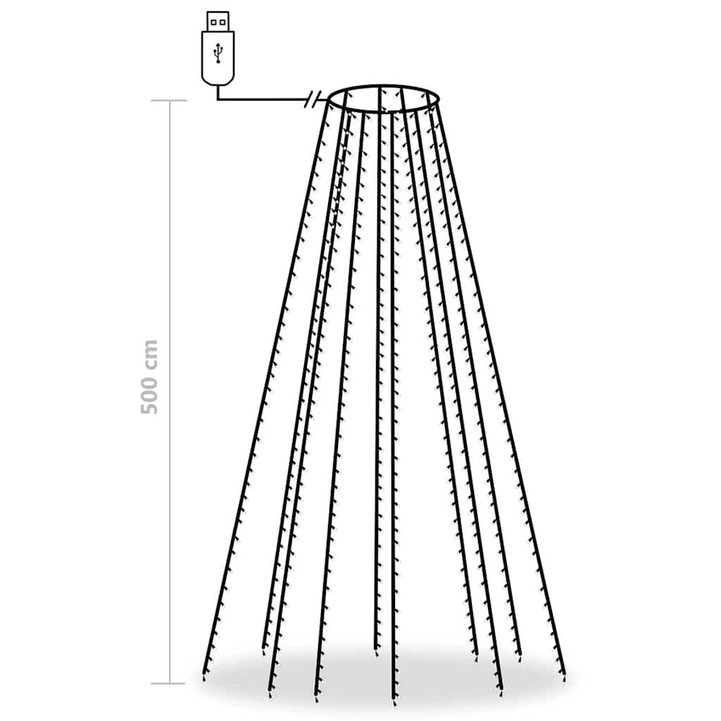 vidaXL Λαμπάκια Δέντρου 500 LED Εσωτ./Εξωτ. Χώρου Θερμό Λευκό 500 εκ.