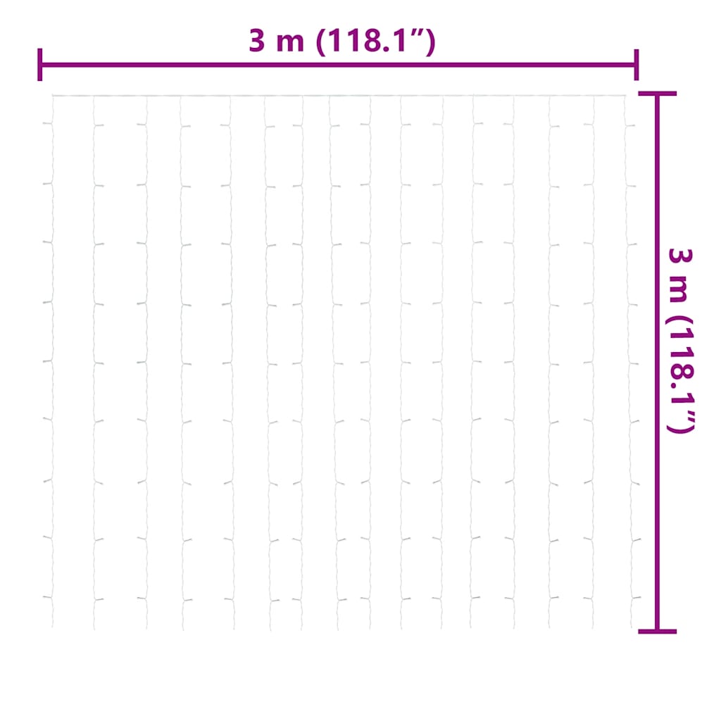 vidaXL Κουρτίνα LED Φωτάκια 300 LED Θερμό Λευκό 3 x 3 μ. 8 Λειτουργίες