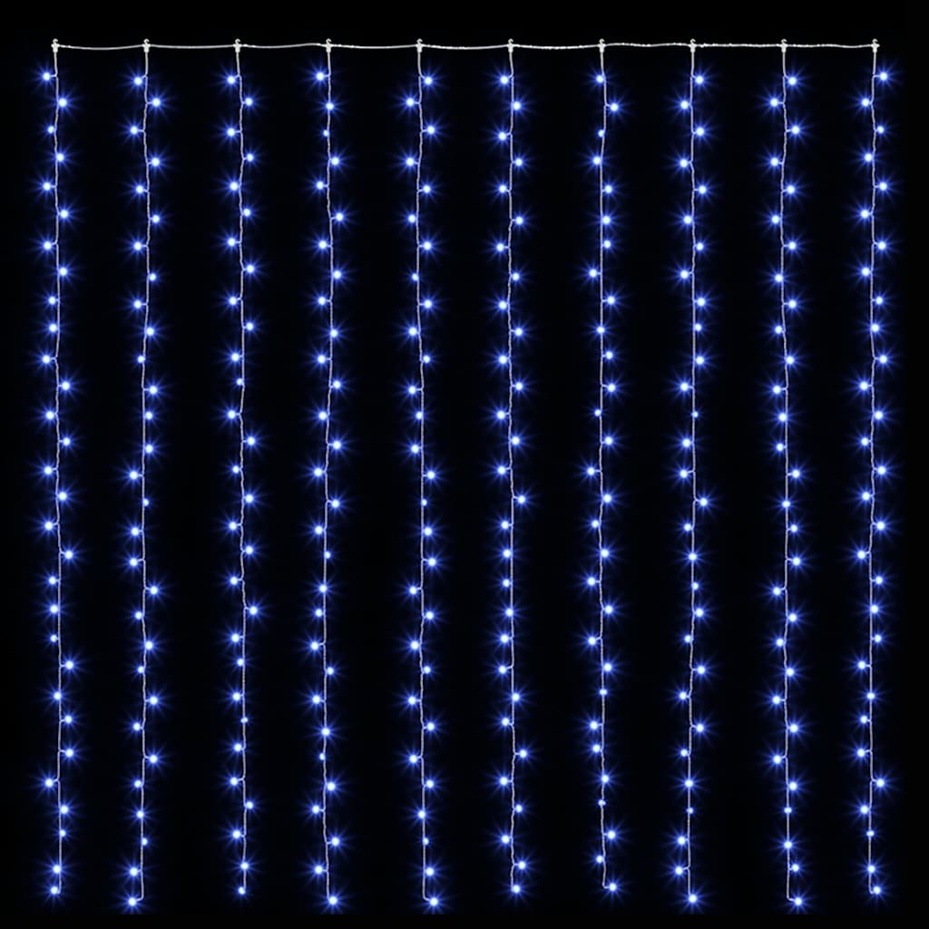 vidaXL Κουρτίνα LED Φωτάκια 300 LED Μπλε 3 x 3 μ. 8 Λειτουργίες