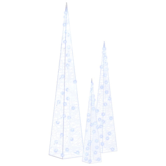 vidaXL Κώνοι Διακοσμητικοί LED Ακρυλικοί Σετ Μπλε 30/45/60 εκ.
