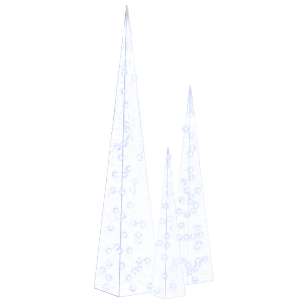 vidaXL Κώνοι Διακοσμητικοί LED Ακρυλικοί Σετ Μπλε 60/90/120 εκ