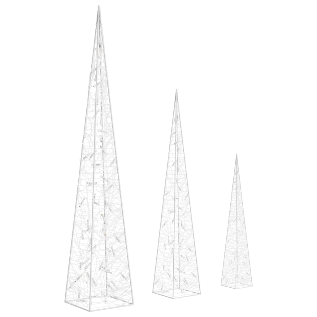 vidaXL Κώνοι Διακοσμητικοί LED Ακρυλικοί Σετ Μπλε 60/90/120 εκ