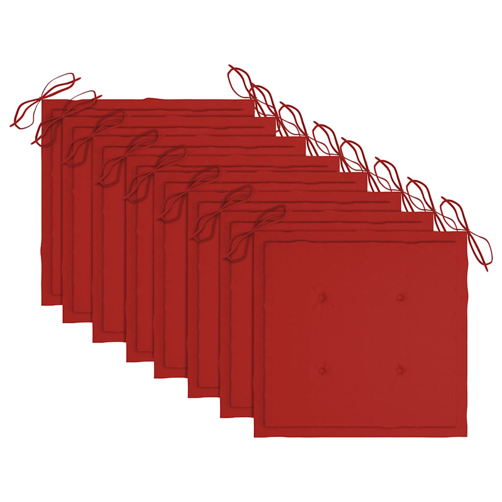 vidaXL Καρέκλες Κήπου Πτυσσόμενες 8 τεμ. Μασίφ Ξύλο Teak με Μαξιλάρια