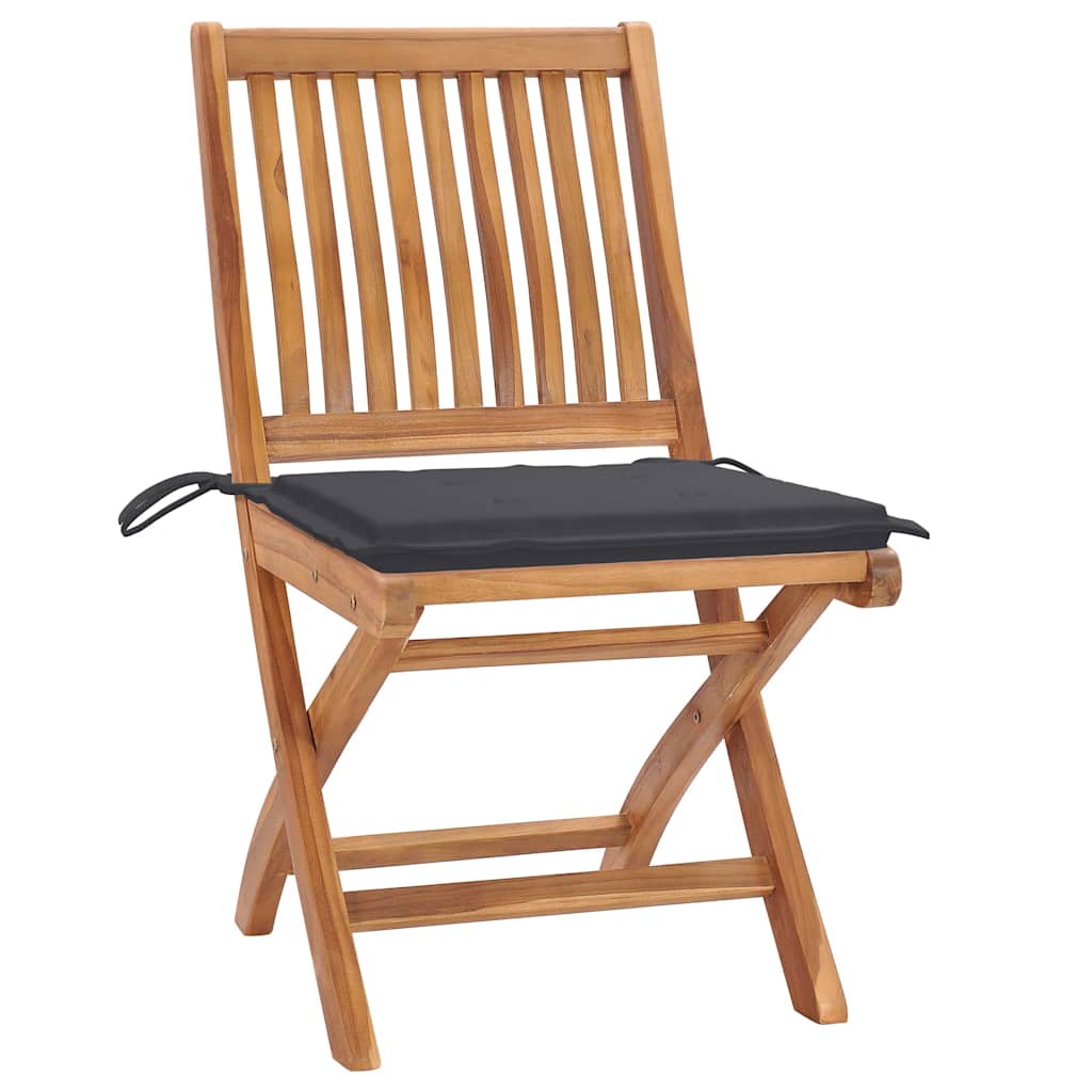 vidaXL Καρέκλες Κήπου Πτυσσόμενες 8 τεμ. Μασίφ Ξύλο Teak με Μαξιλάρια
