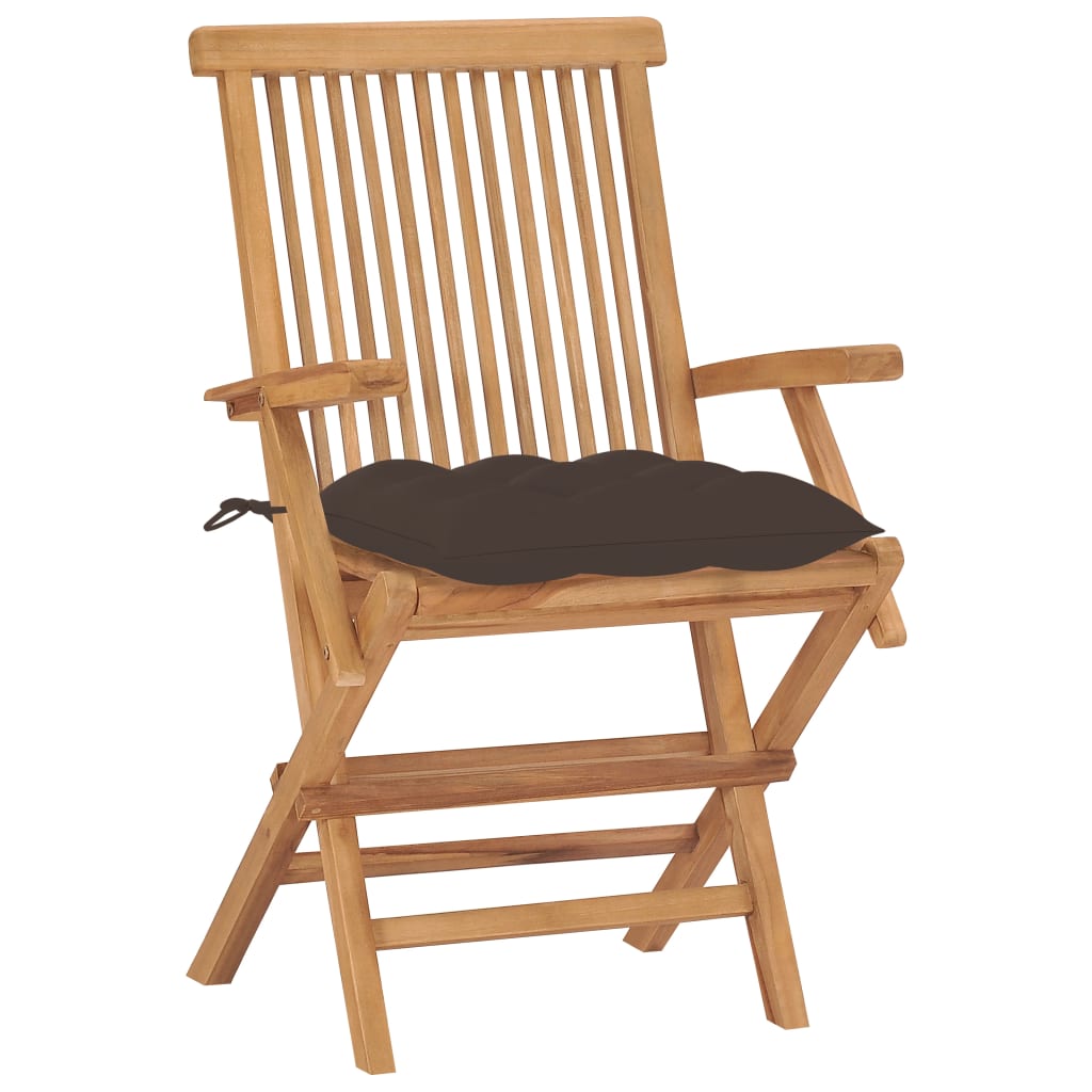 vidaXL Καρέκλες Κήπου 8 τεμ. από Μασίφ Ξύλο Teak με Taupe Μαξιλάρια