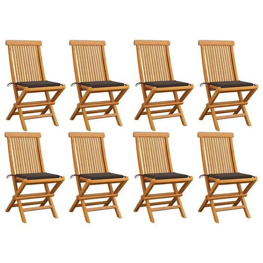 vidaXL Καρέκλες Κήπου 8 τεμ. από Μασίφ Ξύλο Teak με Taupe Μαξιλάρια