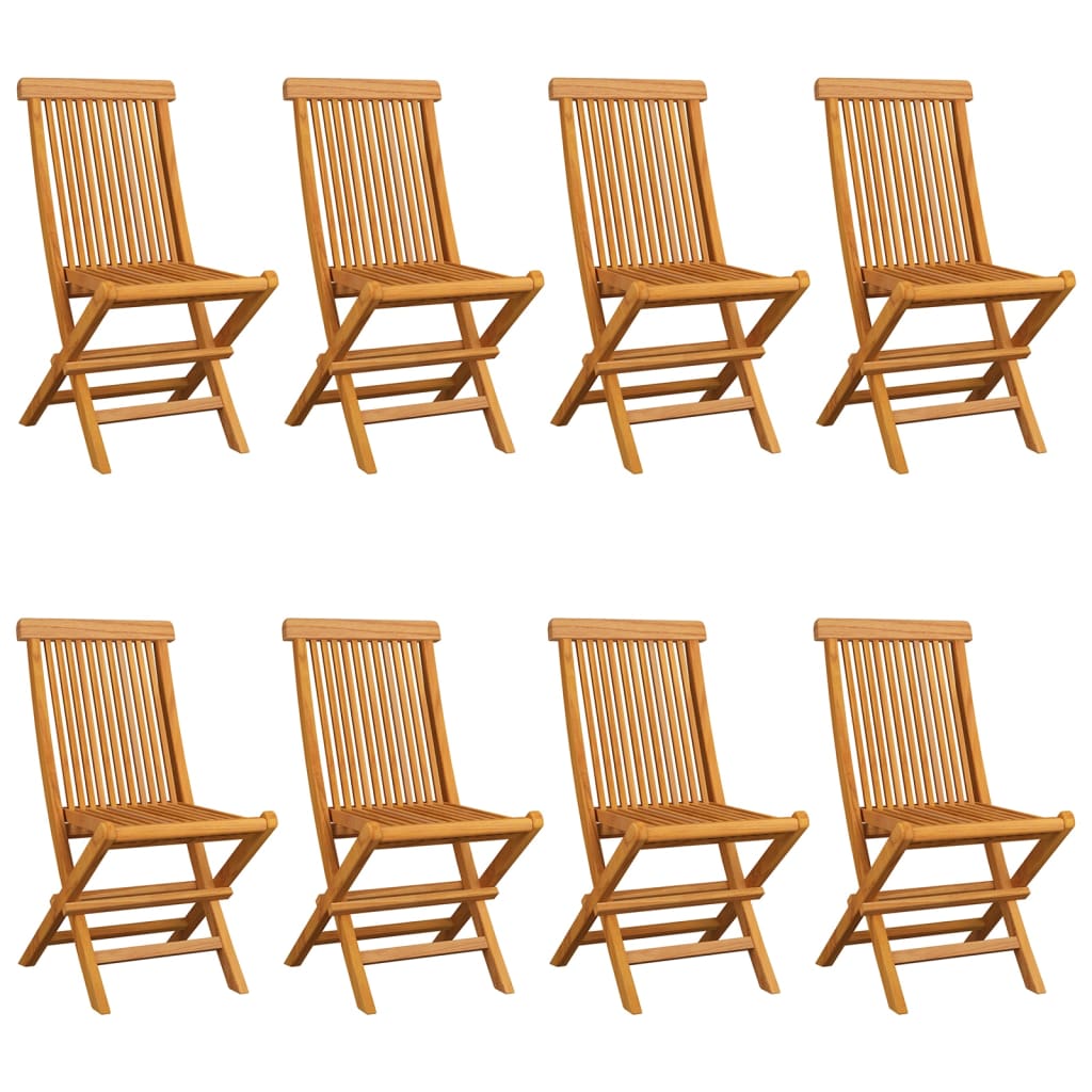vidaXL Καρέκλες Κήπου 8 τεμ. Μασίφ Ξύλο Teak με Γκρι Μαξιλάρια