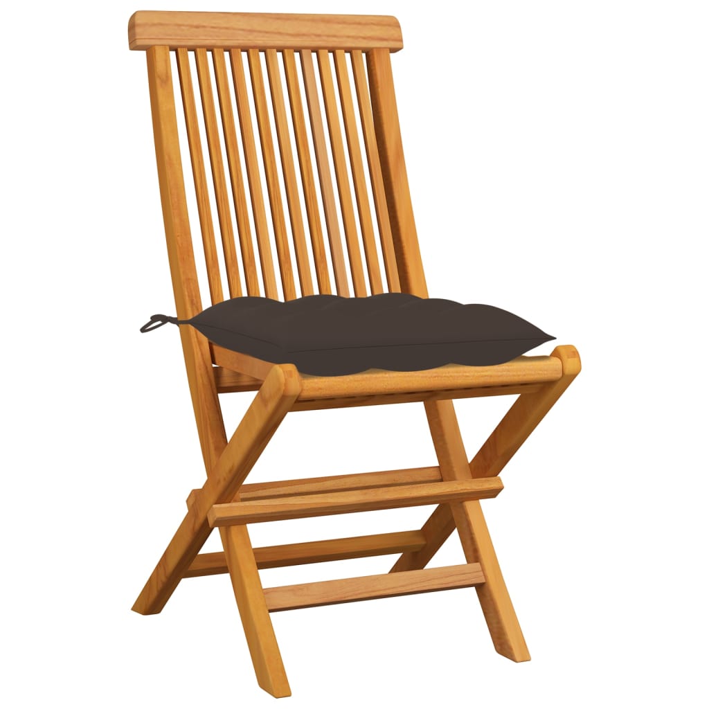 vidaXL Καρέκλες Κήπου 8 τεμ. από Μασίφ Ξύλο Teak με Taupe Μαξιλάρια