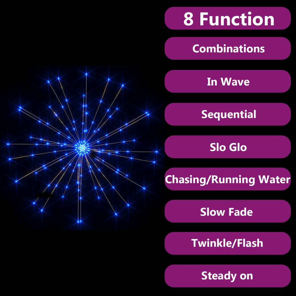 vidaXL Χριστουγεν.Λαμπάκια Εξ.Χώρου Πυροτέχνημα 2 τεμ Μπλε 20εκ 280LED