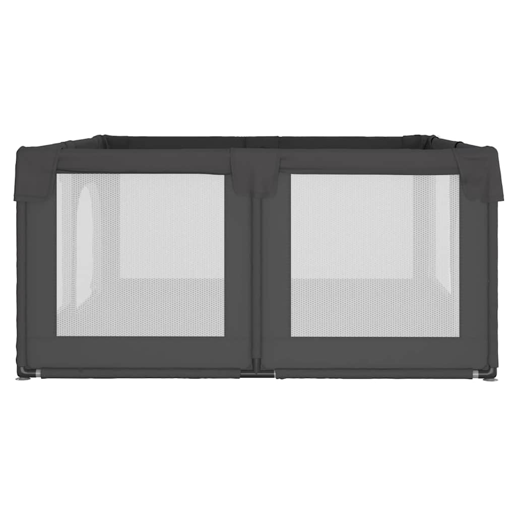 vidaXL Παρκοκρέβατο Βρεφικό με 2 Πόρτες Σκούρο Γκρι από Ύφασμα Oxford