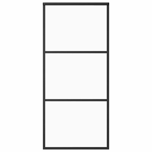 vidaXL Πόρτα Συρόμενη Μαύρη 90 x 205 εκ. από Γυαλί ESG / Αλουμίνιο