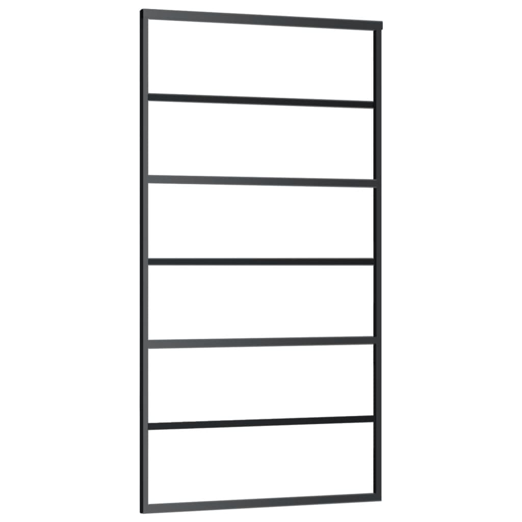 vidaXL Πόρτα Συρόμενη Μαύρη 102 x 205 εκ. από Γυαλί ESG / Αλουμίνιο