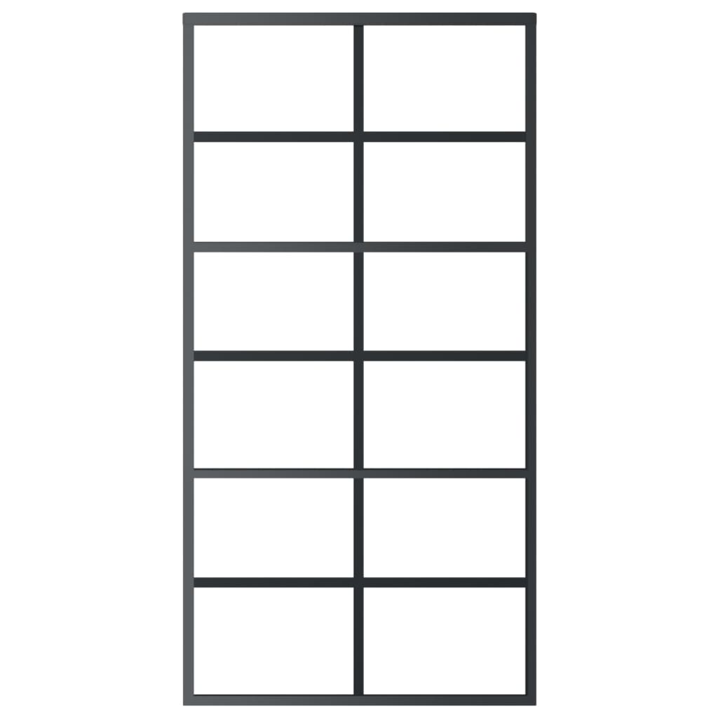 vidaXL Πόρτα Συρόμενη Μαύρη 102 x 205 εκ. από Γυαλί ESG / Αλουμίνιο