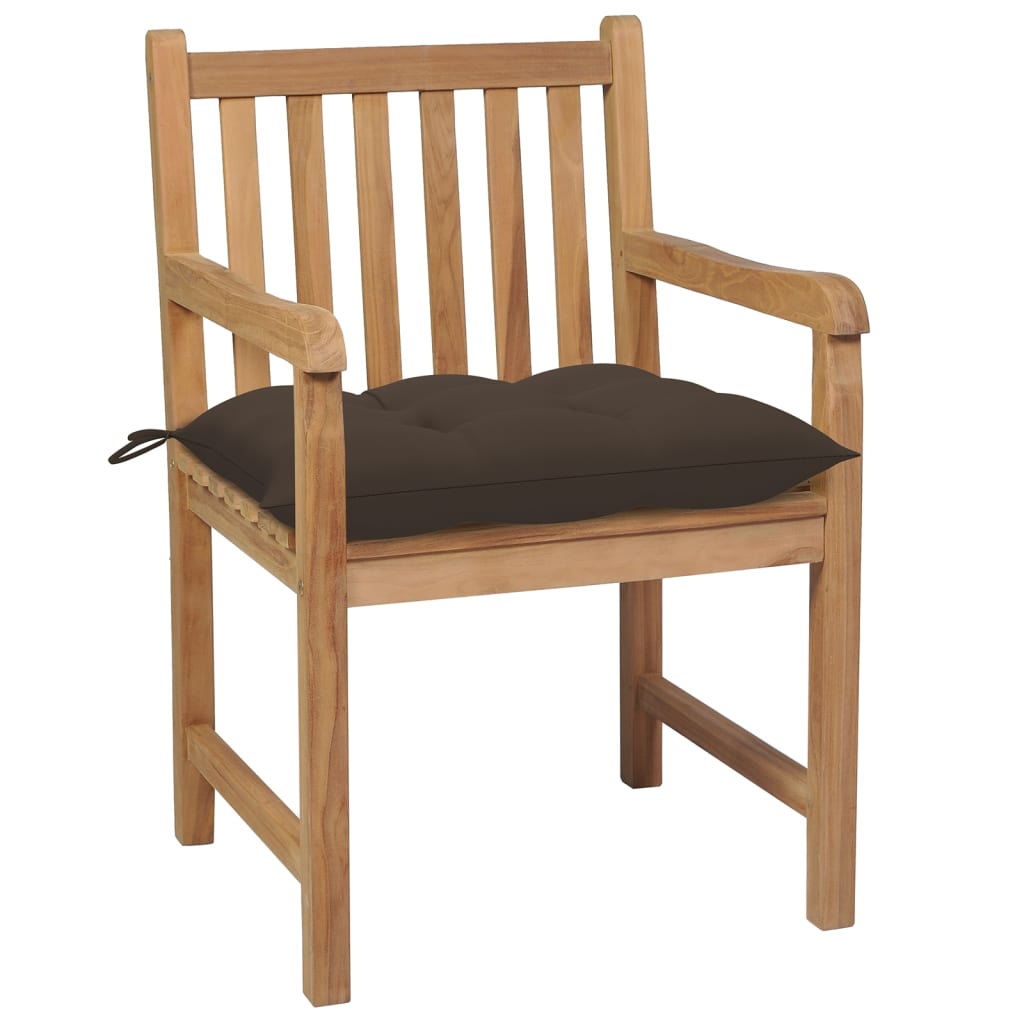 vidaXL Καρέκλες Κήπου 4 τεμ. από Μασίφ Ξύλο Teak με Taupe Μαξιλάρια