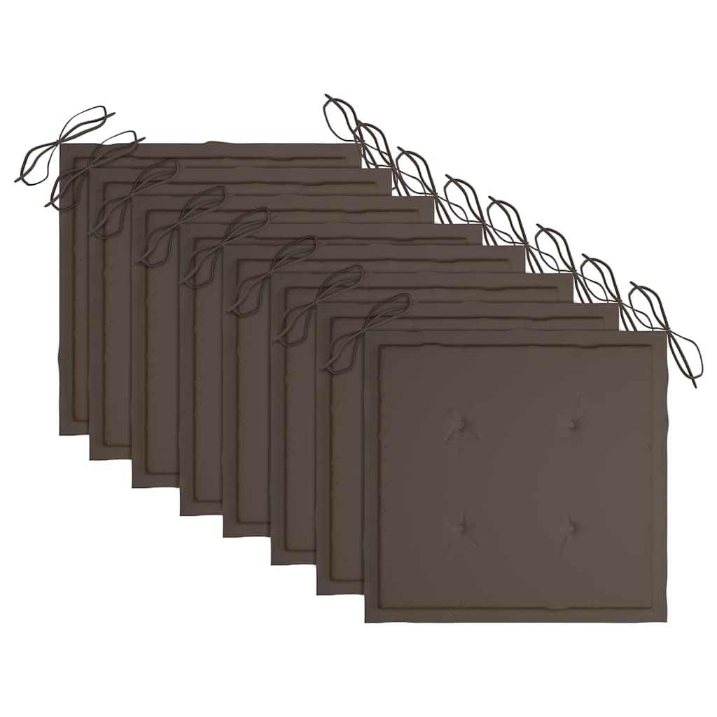 vidaXL Καρέκλες Κήπου 8 Τεμαχίων Μασίφ Ξύλο Teak με Taupe Μαξιλάρια