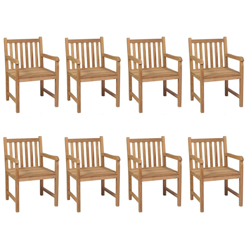 vidaXL Καρέκλες Κήπου 8 Τεμαχίων Μασίφ Ξύλο Teak με Taupe Μαξιλάρια