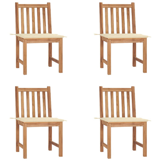 vidaXL Καρέκλες Κήπου 4 Τεμαχίων από Μασίφ Ξύλο Teak με Μαξιλάρια