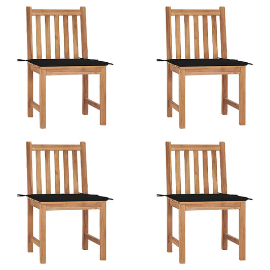 vidaXL Καρέκλες Κήπου 4 Τεμαχίων από Μασίφ Ξύλο Teak με Μαξιλάρια