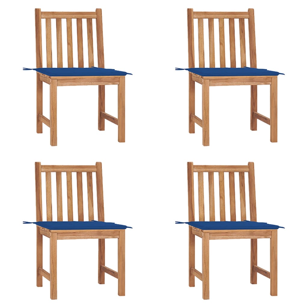 vidaXL Καρέκλες Κήπου 4 Τεμαχίων από Μασίφ Ξύλο Teak με Μαξιλάρια