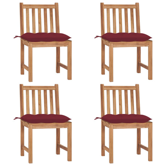 vidaXL Καρέκλες Κήπου 4 τεμ. από Μασίφ Ξύλο Teak με Μαξιλάρια