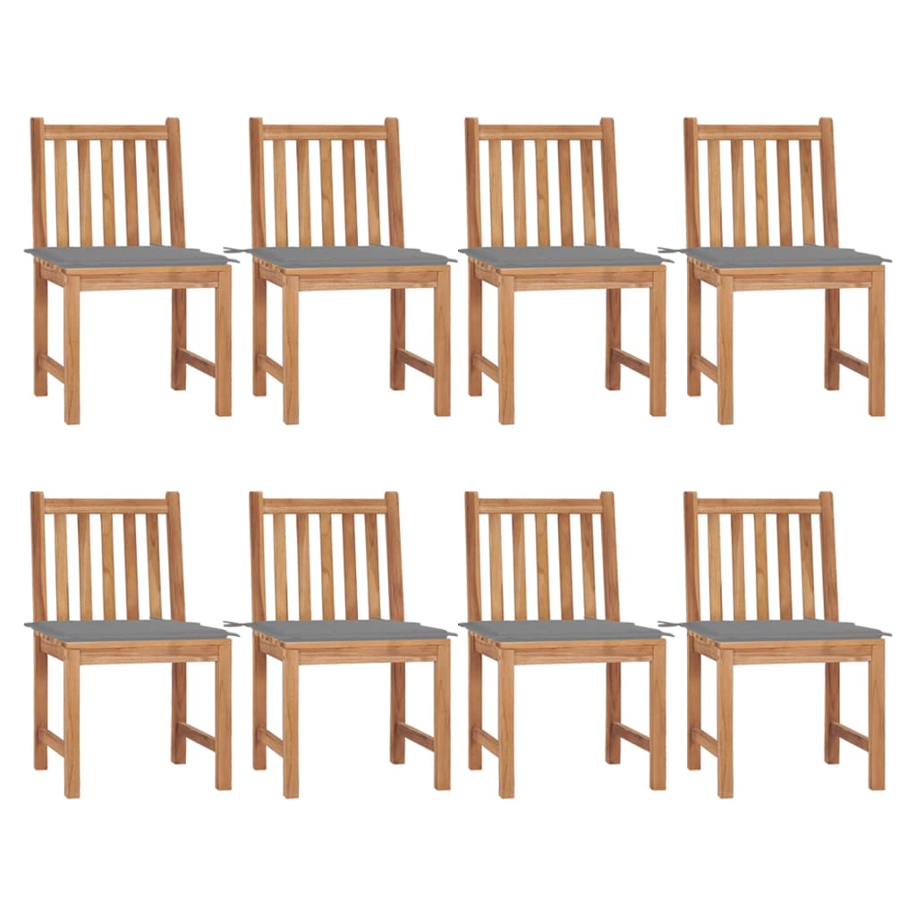 vidaXL Καρέκλες Κήπου 8 Τεμαχίων από Μασίφ Ξύλο Teak με Μαξιλάρια