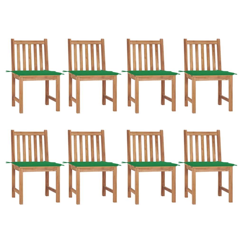 vidaXL Καρέκλες Κήπου 8 Τεμαχίων από Μασίφ Ξύλο Teak με Μαξιλάρια