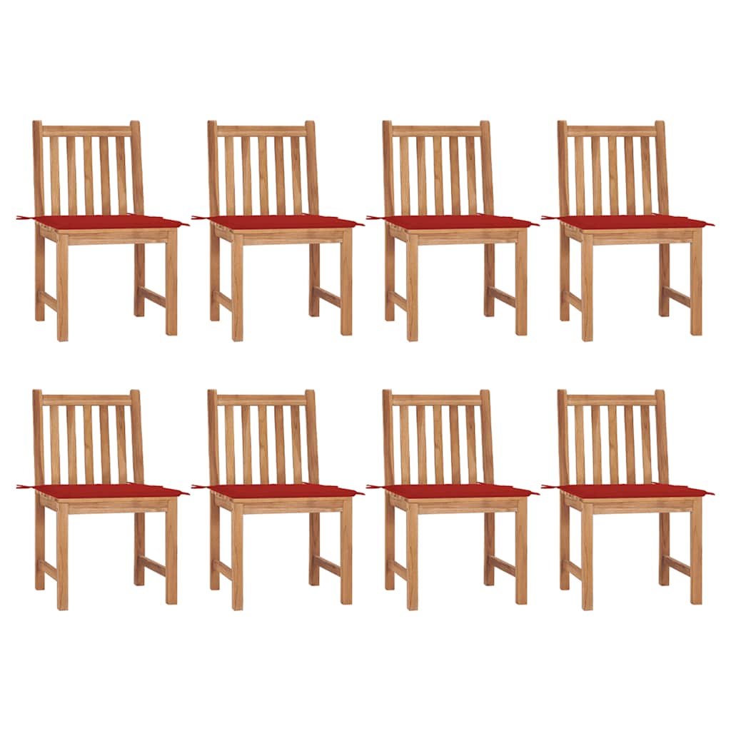 vidaXL Καρέκλες Κήπου 8 Τεμαχίων από Μασίφ Ξύλο Teak με Μαξιλάρια