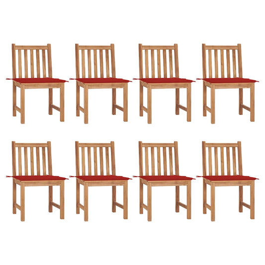 vidaXL Καρέκλες Κήπου 8 Τεμαχίων από Μασίφ Ξύλο Teak με Μαξιλάρια