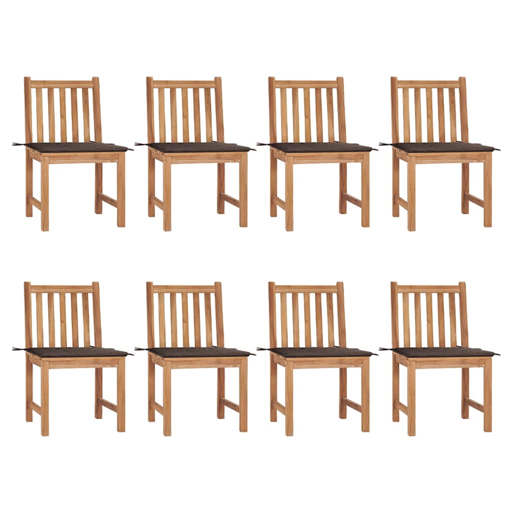 vidaXL Καρέκλες Κήπου 8 τεμάχια από Μασίφ Ξύλο Teak με Μαξιλάρια