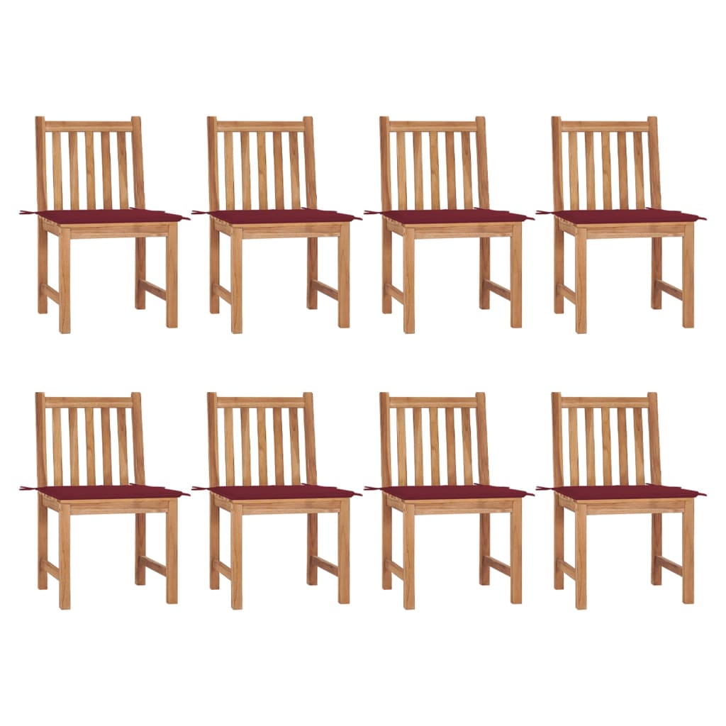 vidaXL Καρέκλες Κήπου 8 Τεμαχίων από Μασίφ Ξύλο Teak με Μαξιλάρια