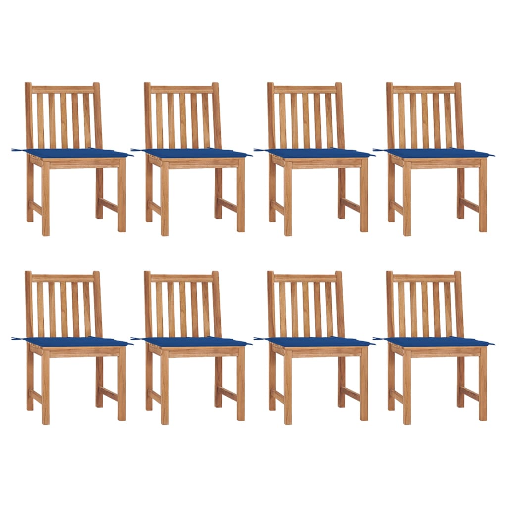 vidaXL Καρέκλες Κήπου 8 Τεμαχίων από Μασίφ Ξύλο Teak με Μαξιλάρια