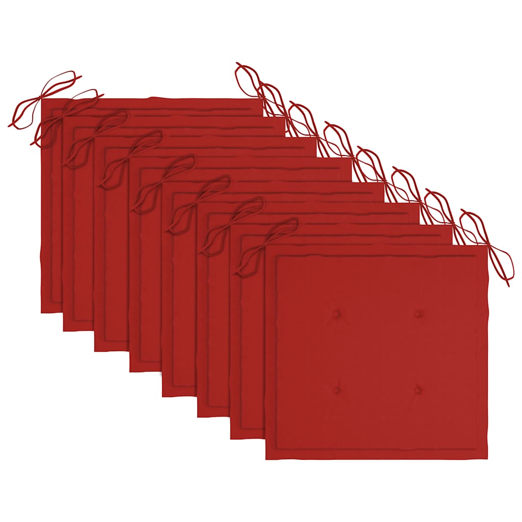 vidaXL Καρέκλες Κήπου Στοιβαζόμενες 8 τεμ. Μασίφ Ξύλο Teak & Μαξιλάρια