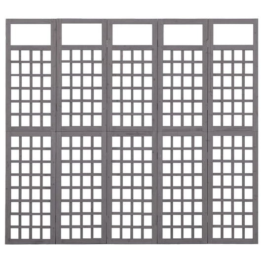 vidaXL Διαχωριστικό Δωμ./Καφασωτό 5 Πάνελ Γκρι 201,5x180εκ Ξύλο Ελάτης