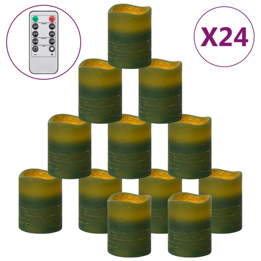 vidaXL Κεριά LED Χωρίς Φλόγα 24 τεμ Θερμό Λευκό Φως & Τηλεχειριστήριο