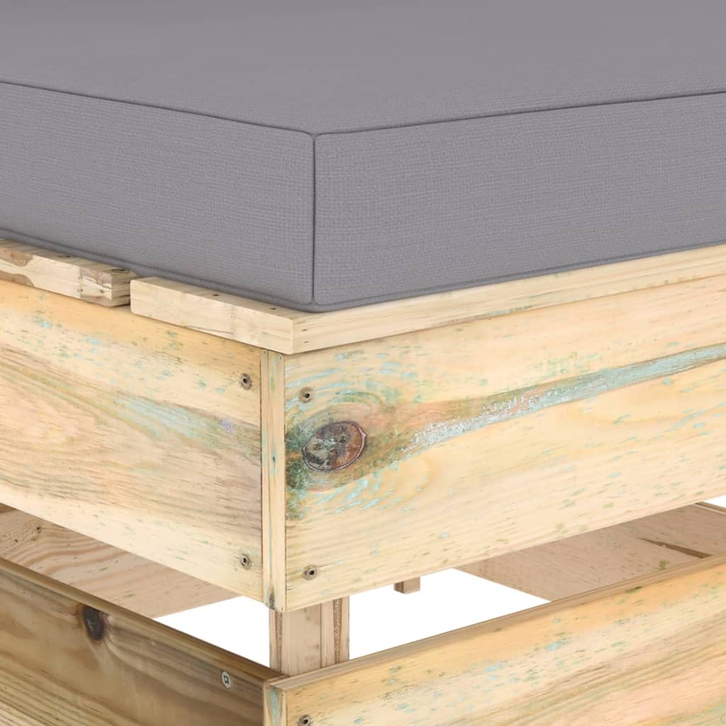 vidaXL Καναπές Μεσαίος Τμηματικός Πράσινο Εμποτισμένο Ξύλο +Μαξιλάρια