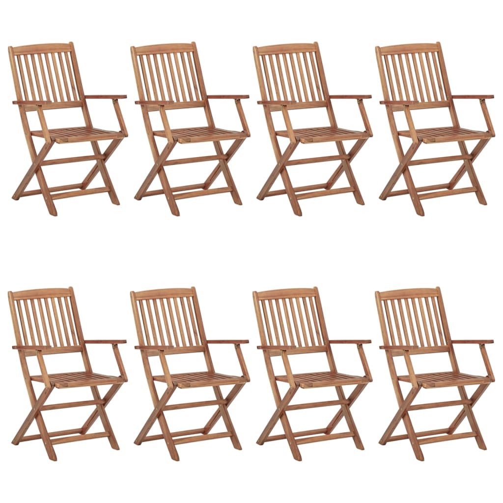 vidaXL Καρέκλες Εξ. Χώρου Πτυσσόμενες 8 τεμ. από Μασίφ Ξύλο Ακακίας