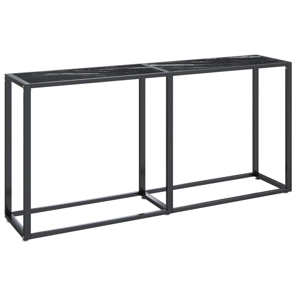 vidaXL Τραπέζι Κονσόλα Μαύρο Όψη Μαρμάρου 160x35x75,5 εκ. Ψημένο Γυαλί