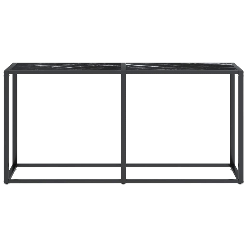 vidaXL Τραπέζι Κονσόλα Μαύρο Όψη Μαρμάρου 160x35x75,5 εκ. Ψημένο Γυαλί