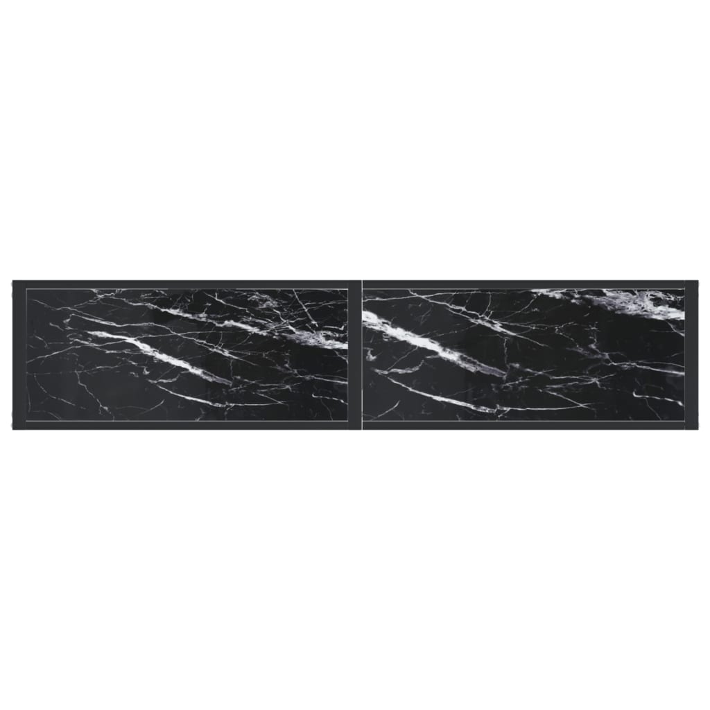 vidaXL Τραπέζι Κονσόλα Μαύρο Όψη Μαρμάρου 160x35x75,5 εκ. Ψημένο Γυαλί
