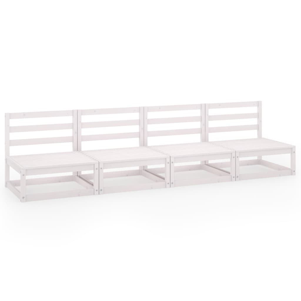 vidaXL Καναπές Κήπου Τετραθέσιος Λευκός από Μασίφ Ξύλο Πεύκου