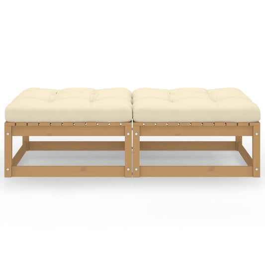 vidaXL Υποπόδια Κήπου 2 τεμ. από Μασίφ Ξύλο Πεύκου με Μαξιλάρια