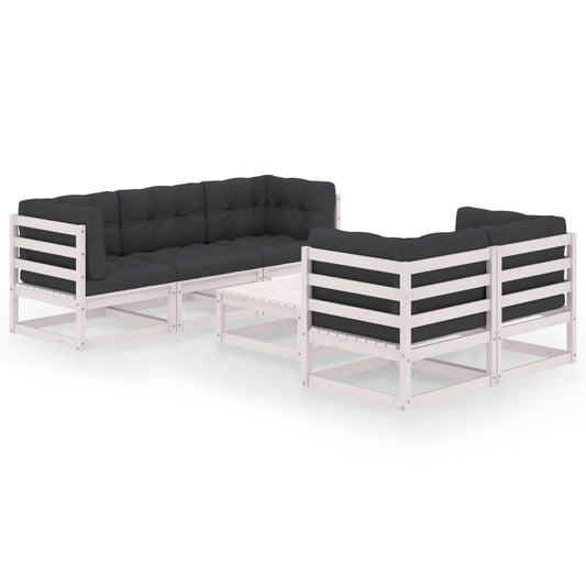 vidaXL Σαλόνι Κήπου Σετ 6 Τεμαχίων από Μασίφ Ξύλο Πεύκου & Μαξιλάρια