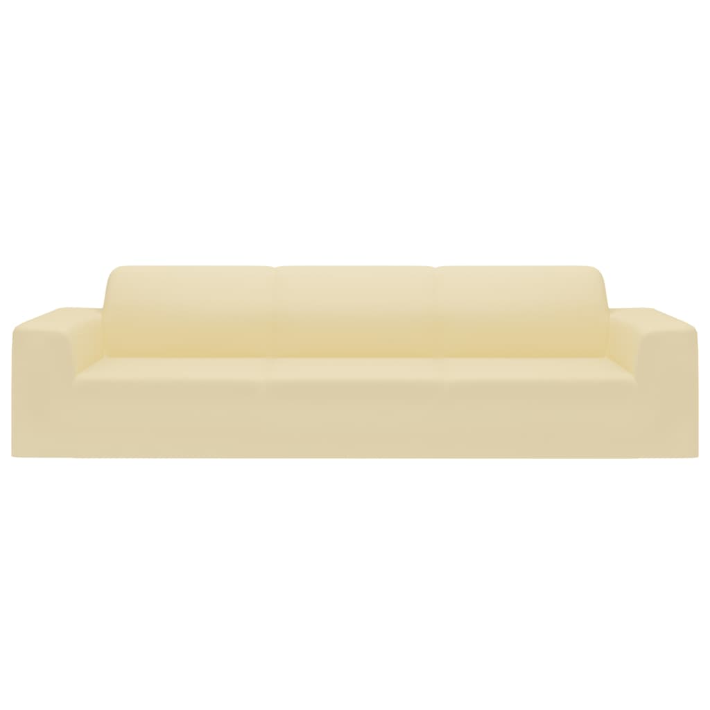 vidaXL Κάλυμμα 4θέσιου Καναπέ Ελαστικό Κρεμ από Πολυεστερικό Ζέρσεϊ