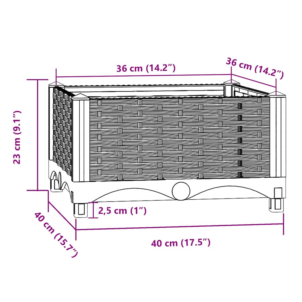 vidaXL Ζαρντινιέρα 40 x 40 x 23 εκ. από Πολυπροπυλένιο