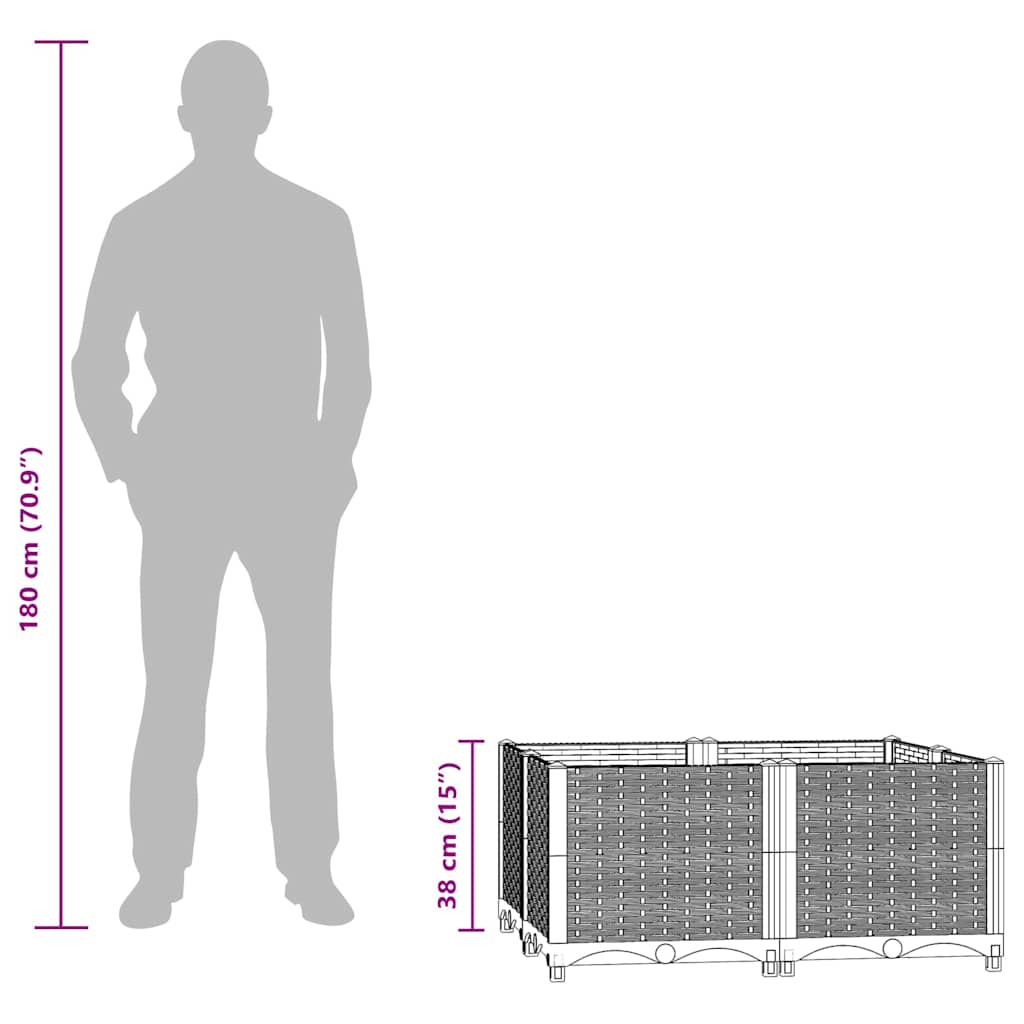 vidaXL Ζαρντινιέρα 80 x 80 x 38 εκ. από Πολυπροπυλένιο