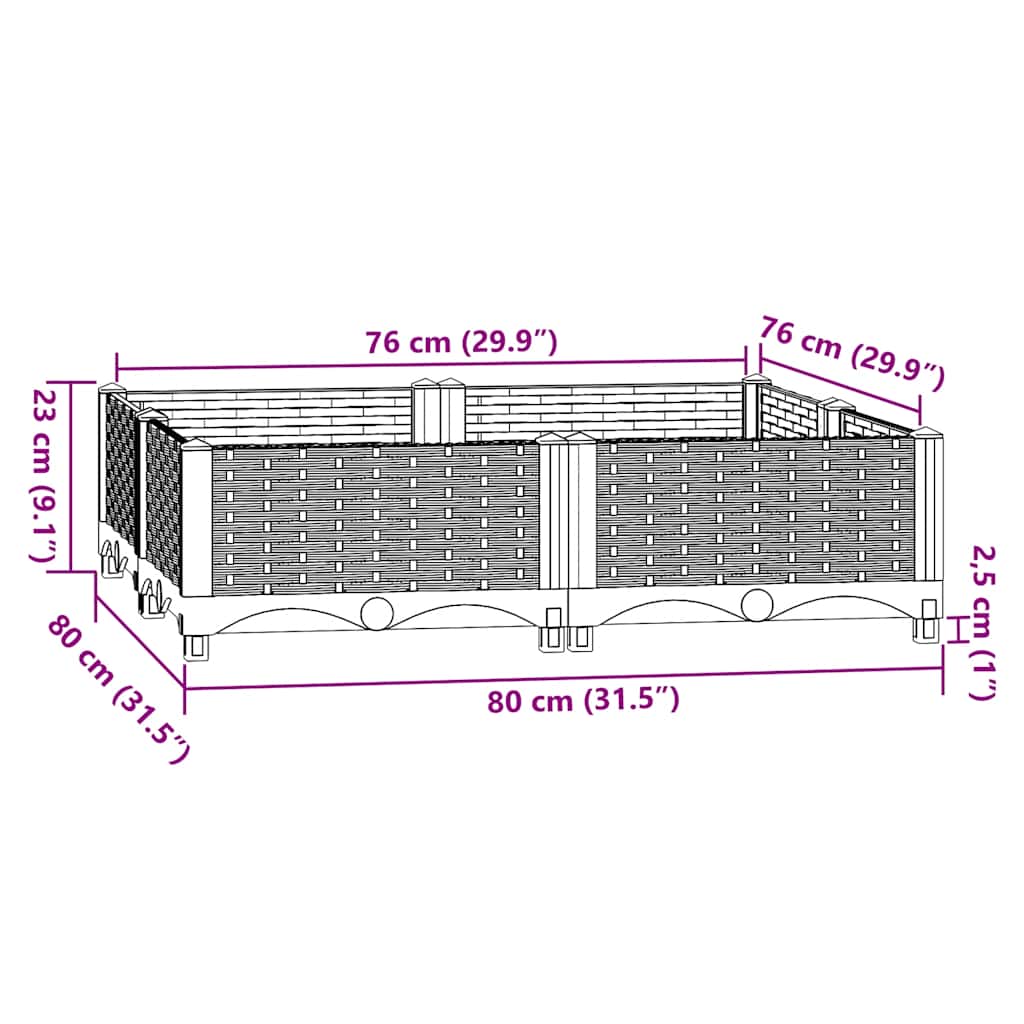 vidaXL Ζαρντινιέρα 80 x 80 x 23 εκ. από Πολυπροπυλένιο