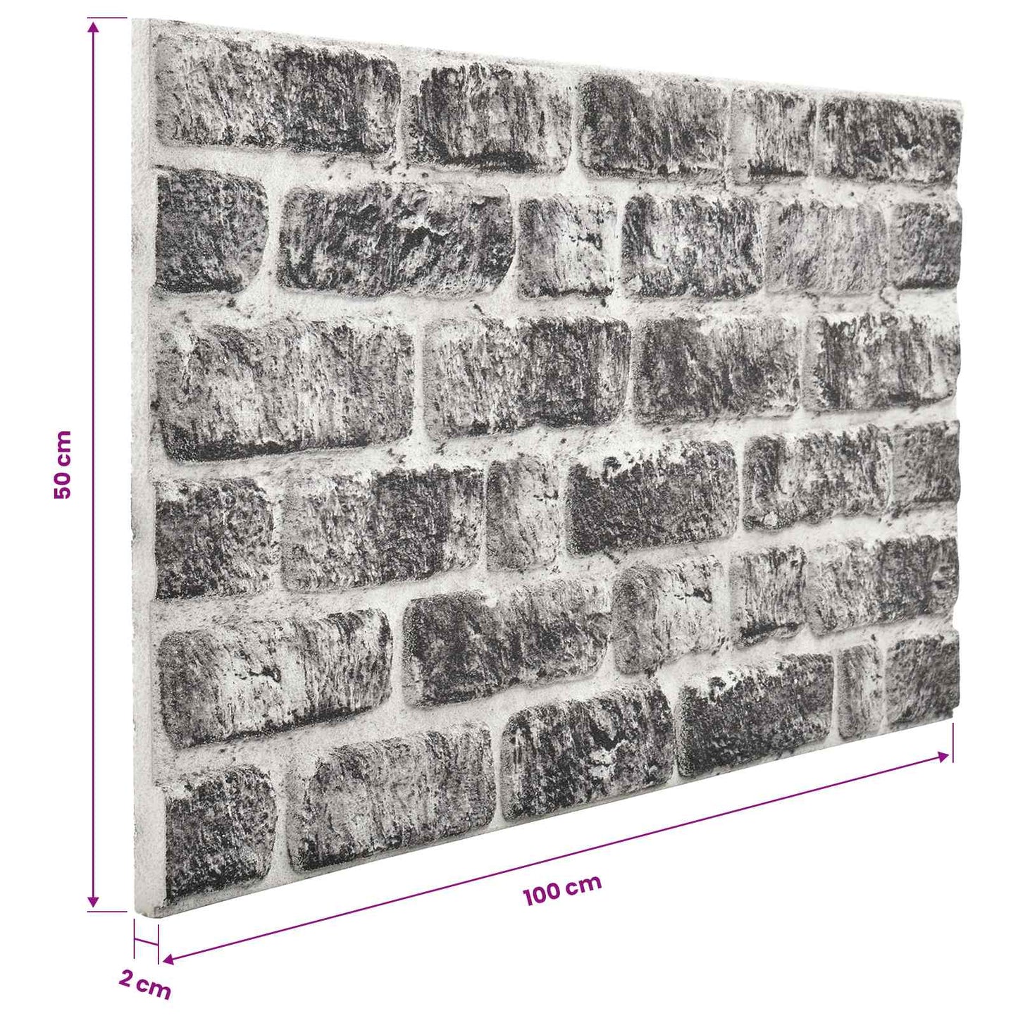 vidaXL Πάνελ τοίχου 10 pcs Σκούρο Γκρι και Λευκό 100 x 50 cm Αφρός EPS