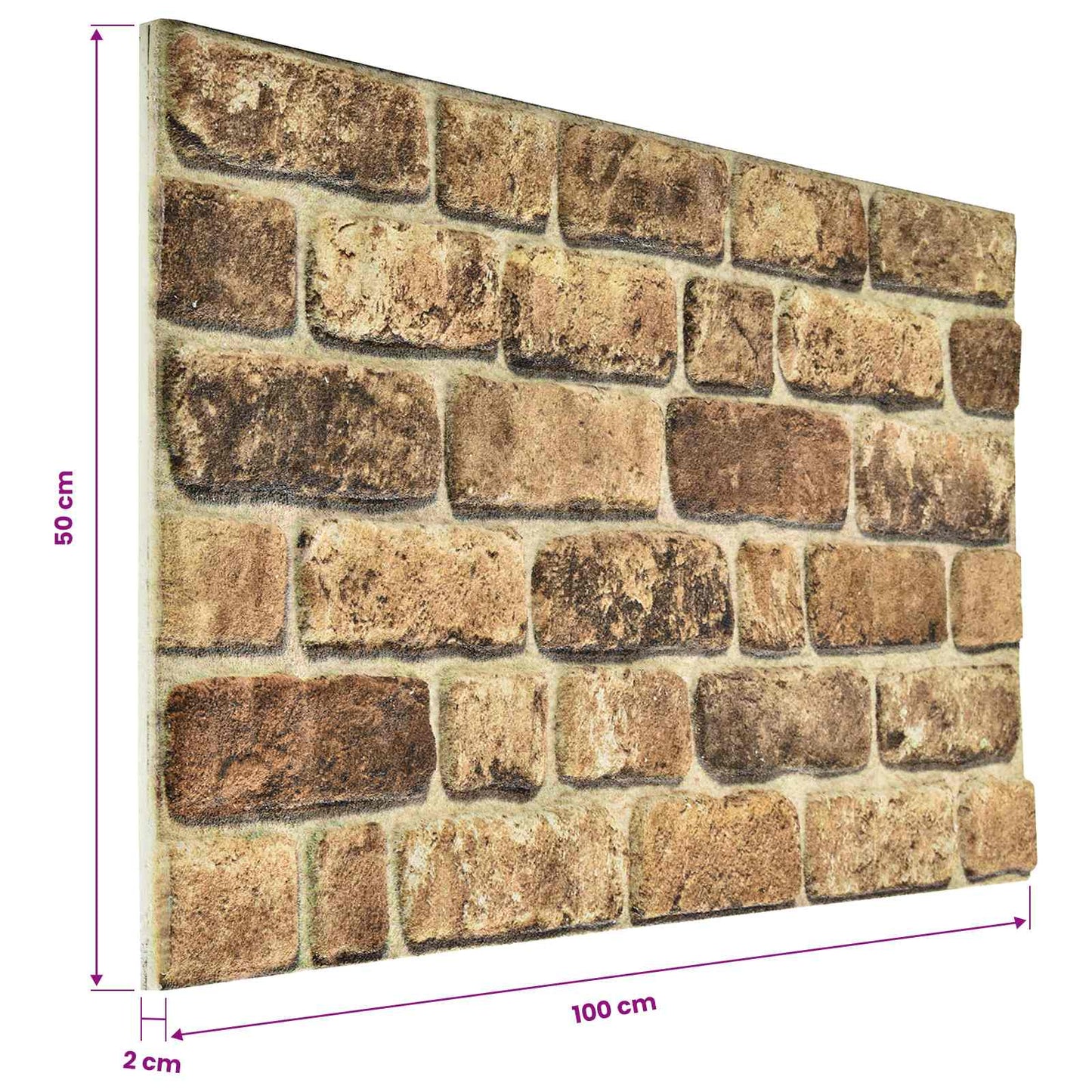 vidaXL Πάνελ τοίχου 10 pcs Σκούρος Άμμος 100 x 50 cm Αφρός EPS